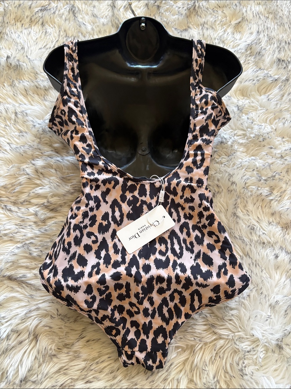 Dior Leopard Print One-Piece Swimsuit in Beige/Black NWT - Picture 6 of 8